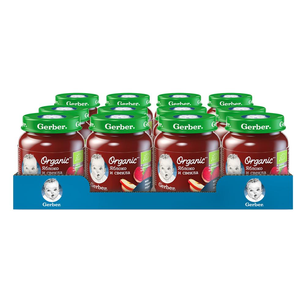 

Фруктовое пюре Gerber Organic Яблоко и свекла, 12 шт. по 125 г, Яблоко и свекла