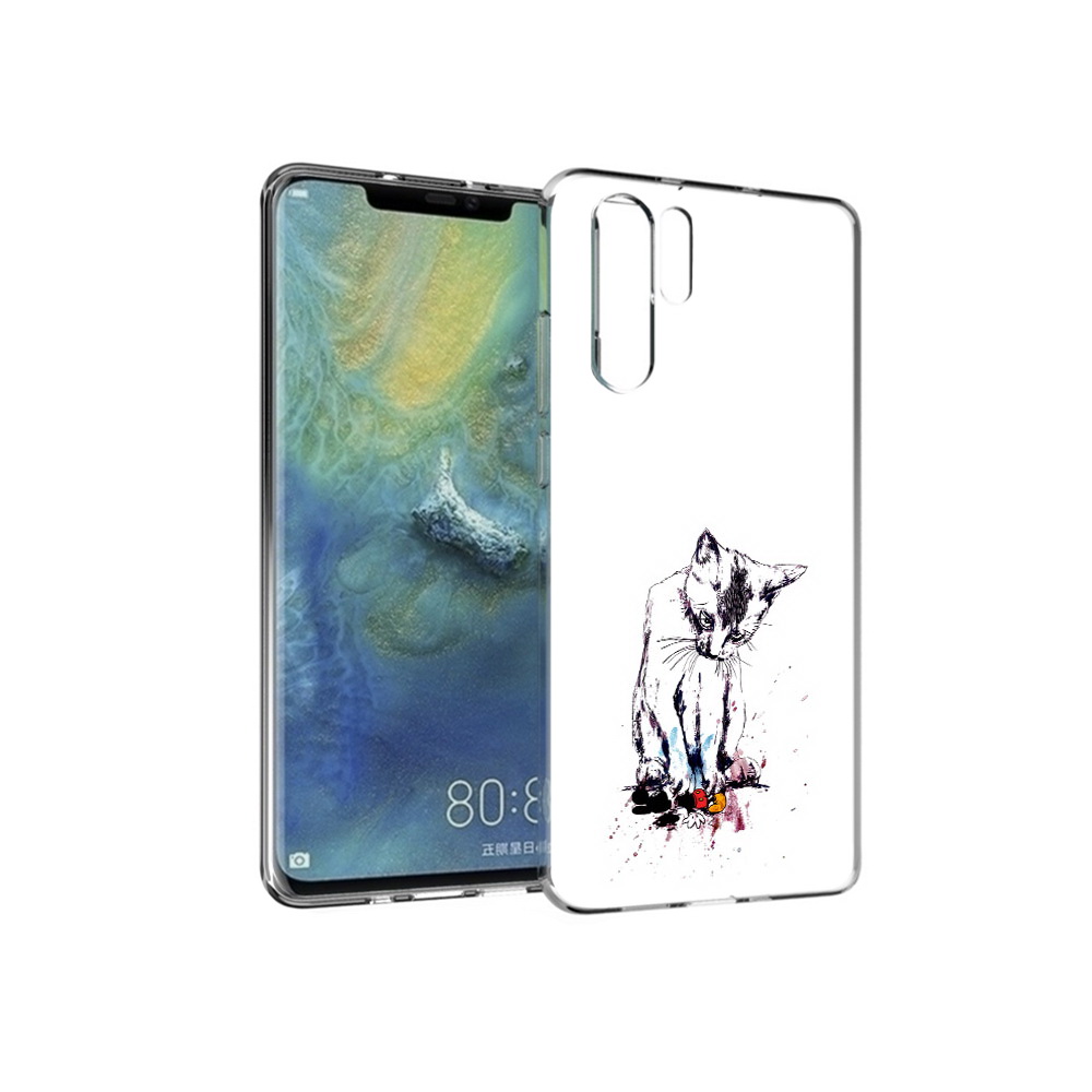 

Чехол MyPads Tocco для Huawei P30 Pro кот и микки, Прозрачный, Tocco