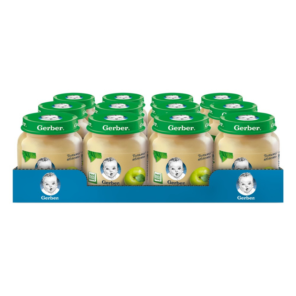 

Фруктовое пюре Gerber Только Яблоко первая ступень , 12 шт. по 130 г, Яблоко