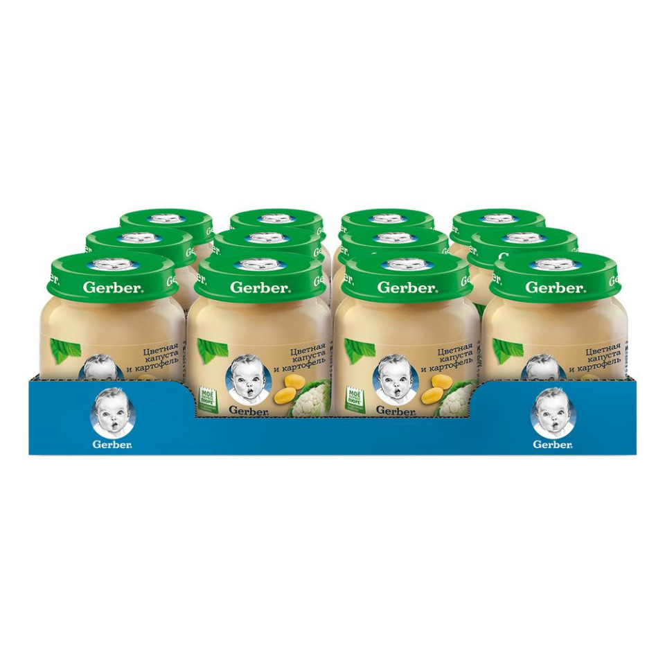 

Овощное пюре Gerber Только Цветная капуста и картофель первая ступень , 12 шт. по 130 г, Цветная капуста и картофель