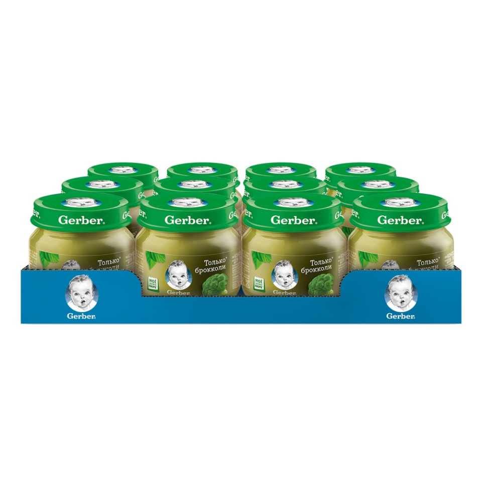 

Овощное пюре Gerber Только Брокколи первая ступень , 12 шт. по 80 г, Брокколи