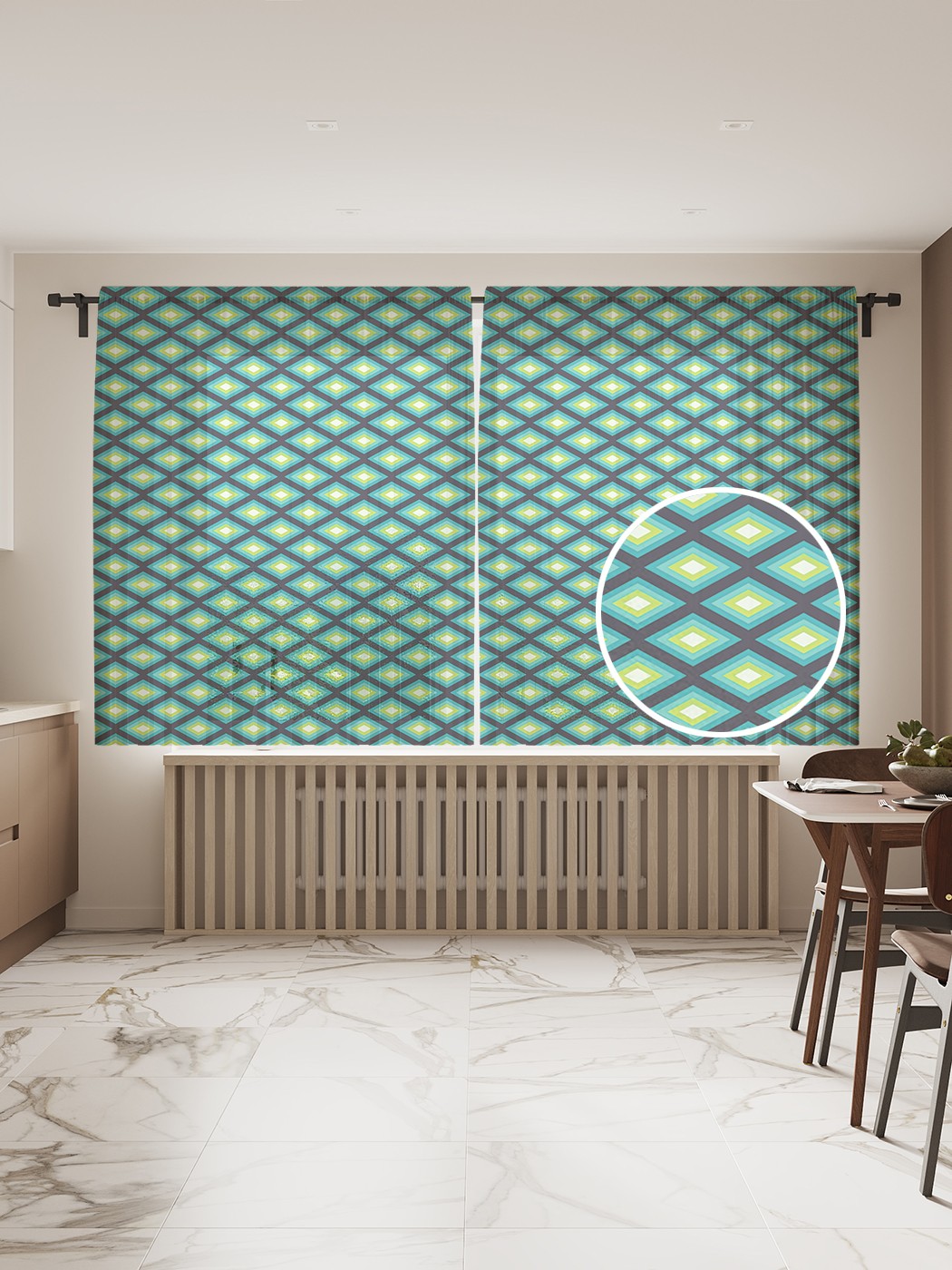 

Фототюль JoyArty "Переходные ромбы", 145x180 см (2 полотна со шторной лентой + 50 крючков), Переходные ромбы