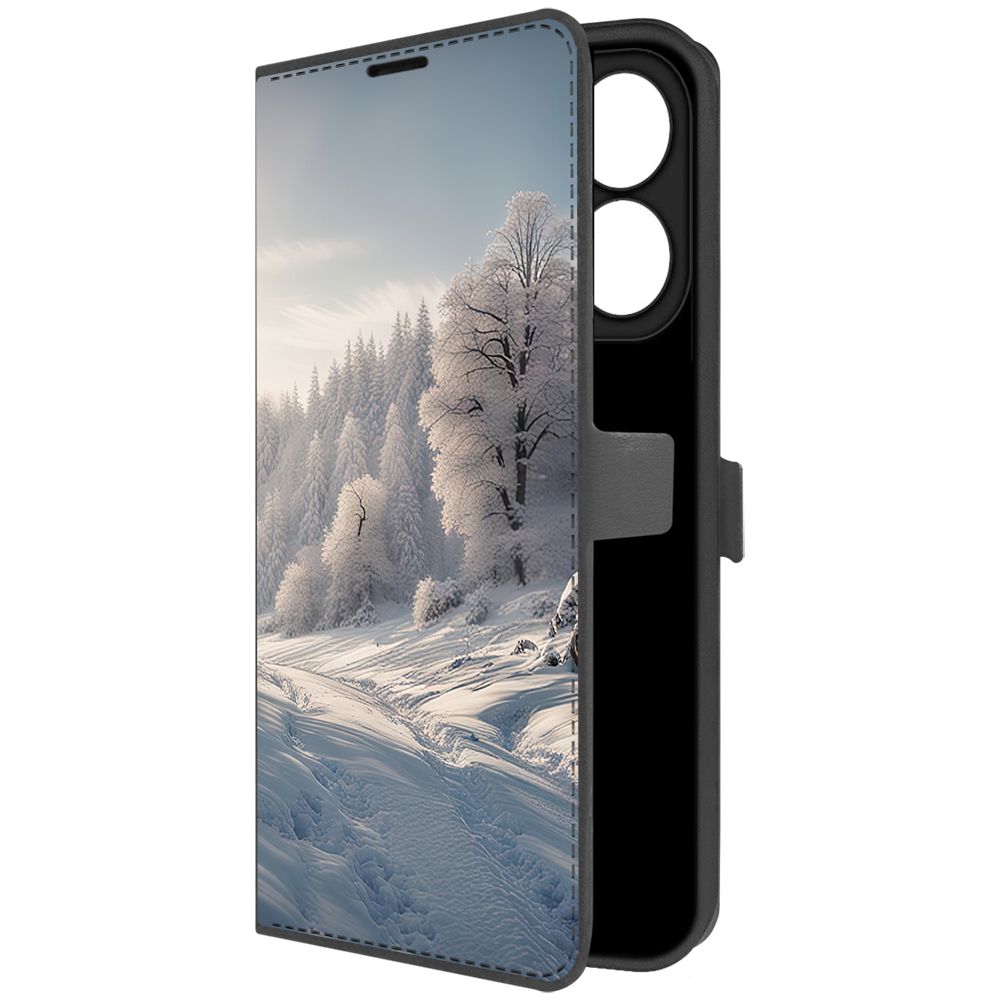 

Чехол-книжка Krutoff Eco Book для Infinix Hot 40i Снег (черный)