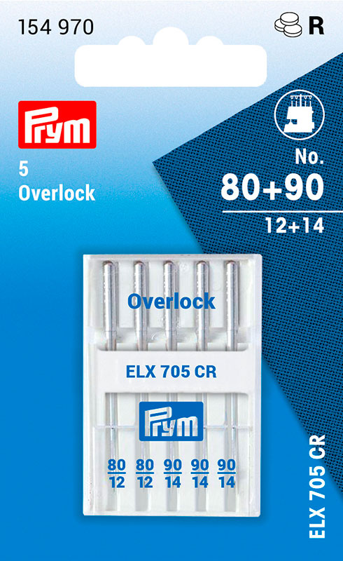 Иглы для оверлока и коверлока Prym ELX 750 CR Overlock № 80-90, cталь xромированная иглы для бисера металл в пластиковой коробке набор 25 шт ø 0 8 мм