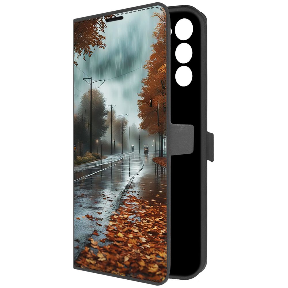 

Чехол-книжка Krutoff Eco Book для Tecno Spark Go 2022 Осенний дождь (черный)