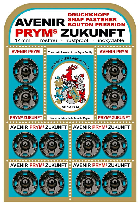 Кнопки пришивные Prym диаметр 17мм латунь нержавеющие черный 12шт в упаковке 1367₽