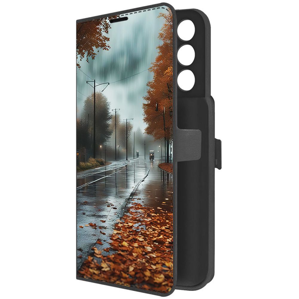 

Чехол-книжка Krutoff Eco Book для Itel Vision 3 Осенний дождь (черный)