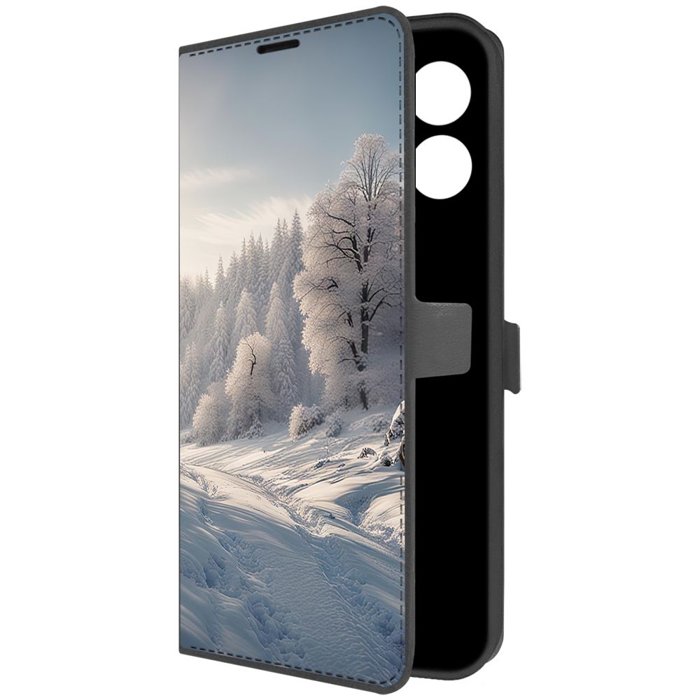 Чехол-книжка Krutoff Eco Book для Oppo A38 4G Снег (черный)