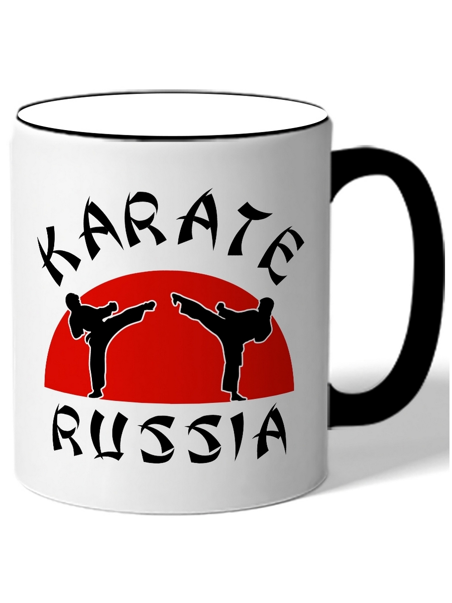 фото Кружка drabs karate, два силуэта, красный полукруг