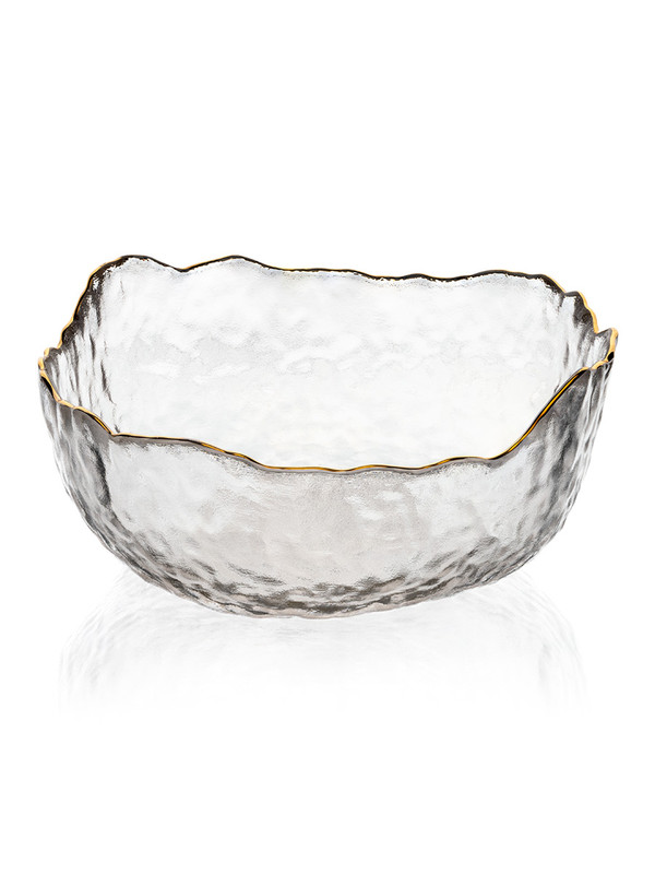 

Салатник LUCKY 17x8,5; 620мл, прозрачный с золотой каймой G000122, Ледяной