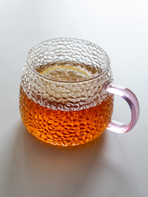 

Кружка LUCKY Фактурное стекло, 8x8x7,5см; 450мл, розовая ручка G000215, Фактурное стекло