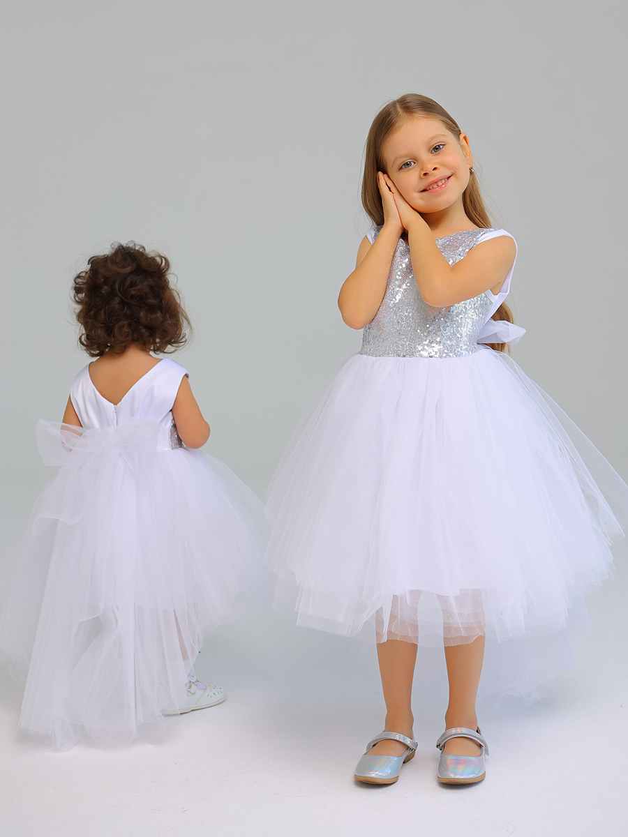 

Платье детское Дашенька 1693, белый, серебристый, 98, 1693