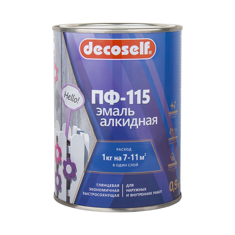 фото Decoself эмаль пф-115 голубая (0,9кг)