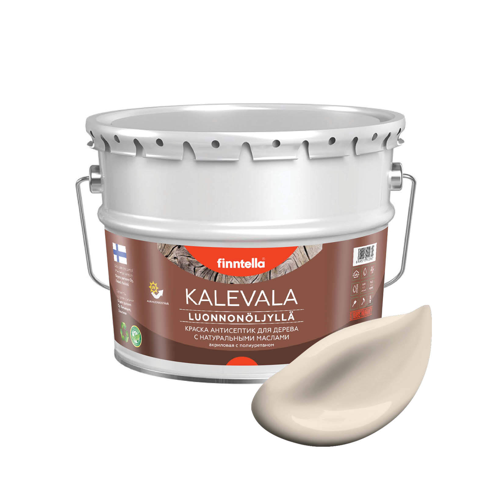 

Краска для дерева и деревянных фасадов FINNTELLA KALEVALA, с натуральным маслом и полиурет, Бежевый, KALEVALA NLC