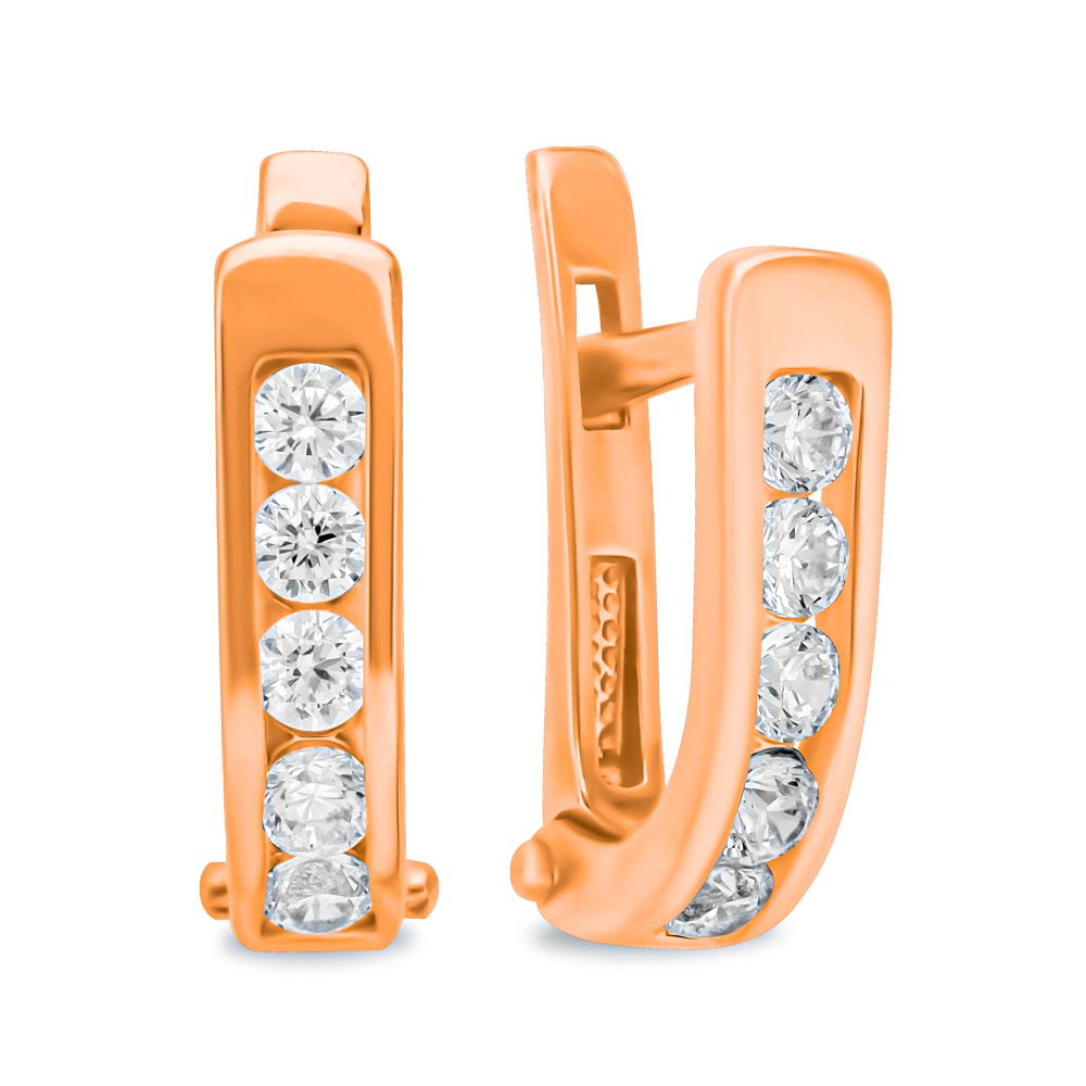 

Серьги из красного золота 585Gold 602001508, фианит, 602001508