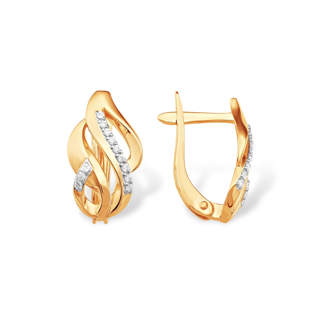 

Серьги из красного золота 585Gold 302006493, фианит, 302006493