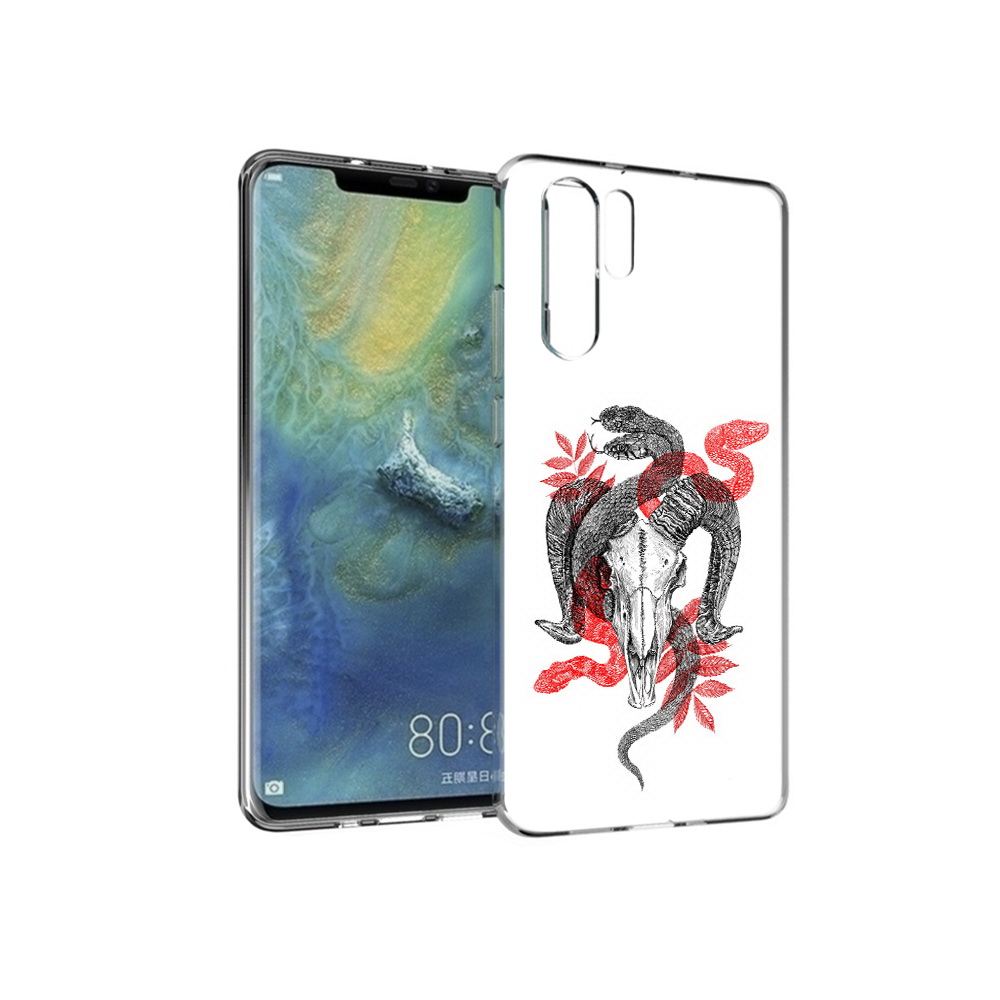 

Чехол MyPads Tocco для Huawei P30 Pro змея в черепе рисунок, Прозрачный, Tocco