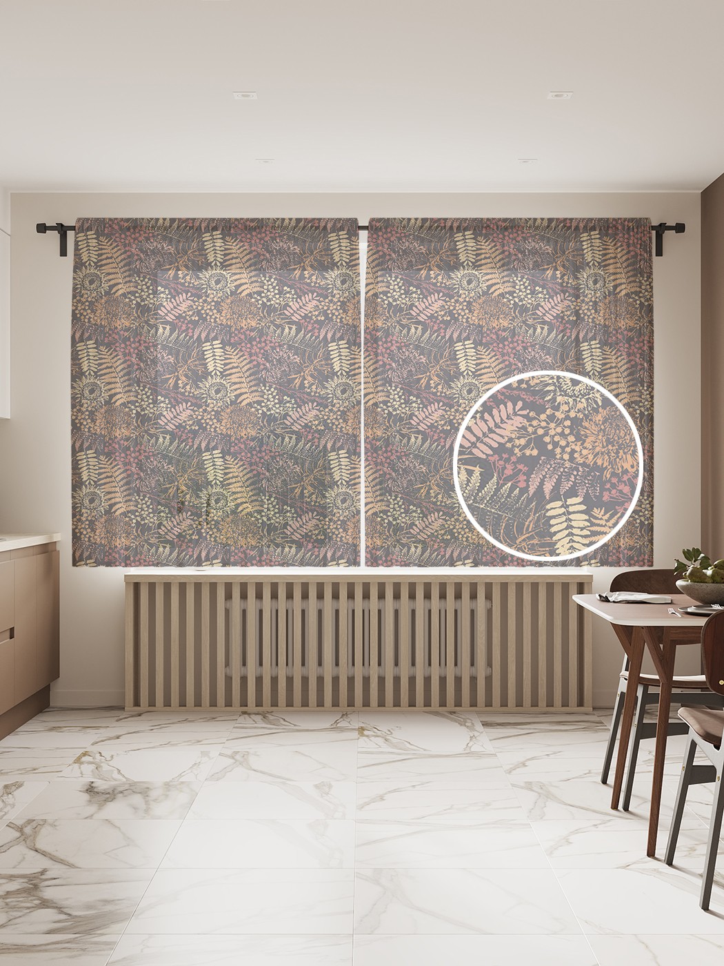 

Фототюль JoyArty "Разнообразие папоротника", 145x180см (2 полотна с лентой + 50 крючков), Разнообразие папоротника