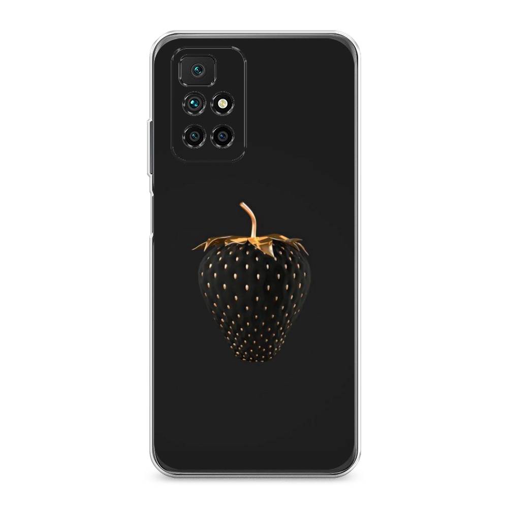 фото Чехол awog "черно-золотая клубника" для xiaomi redmi 10