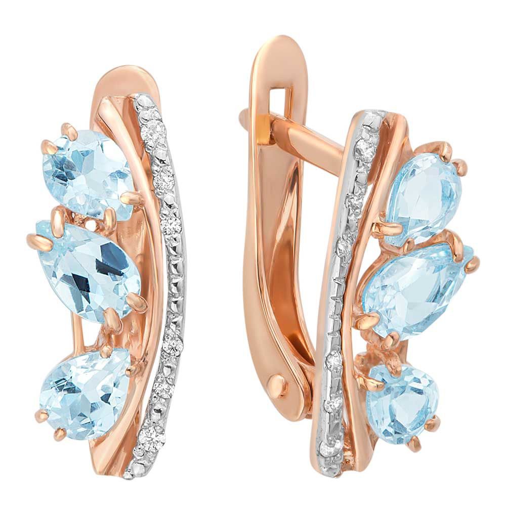 

Серьги из красного золота 585Gold 202010444, топаз\фианит, 202010444