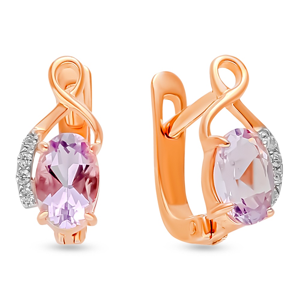

Серьги из красного золота 585Gold 202010451, аметист\фианит, 202010451
