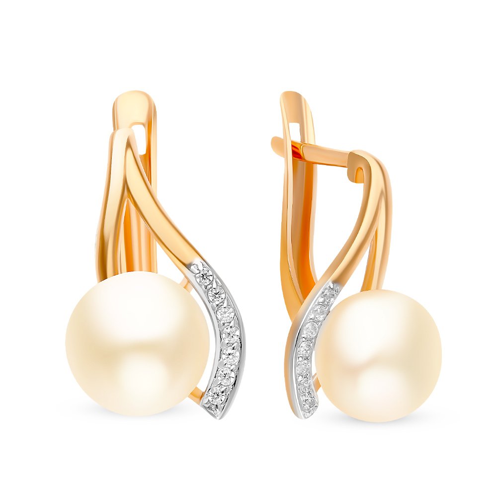 

Серьги из красного золота 585Gold 202007794, жемчуг\фианит, 202007794