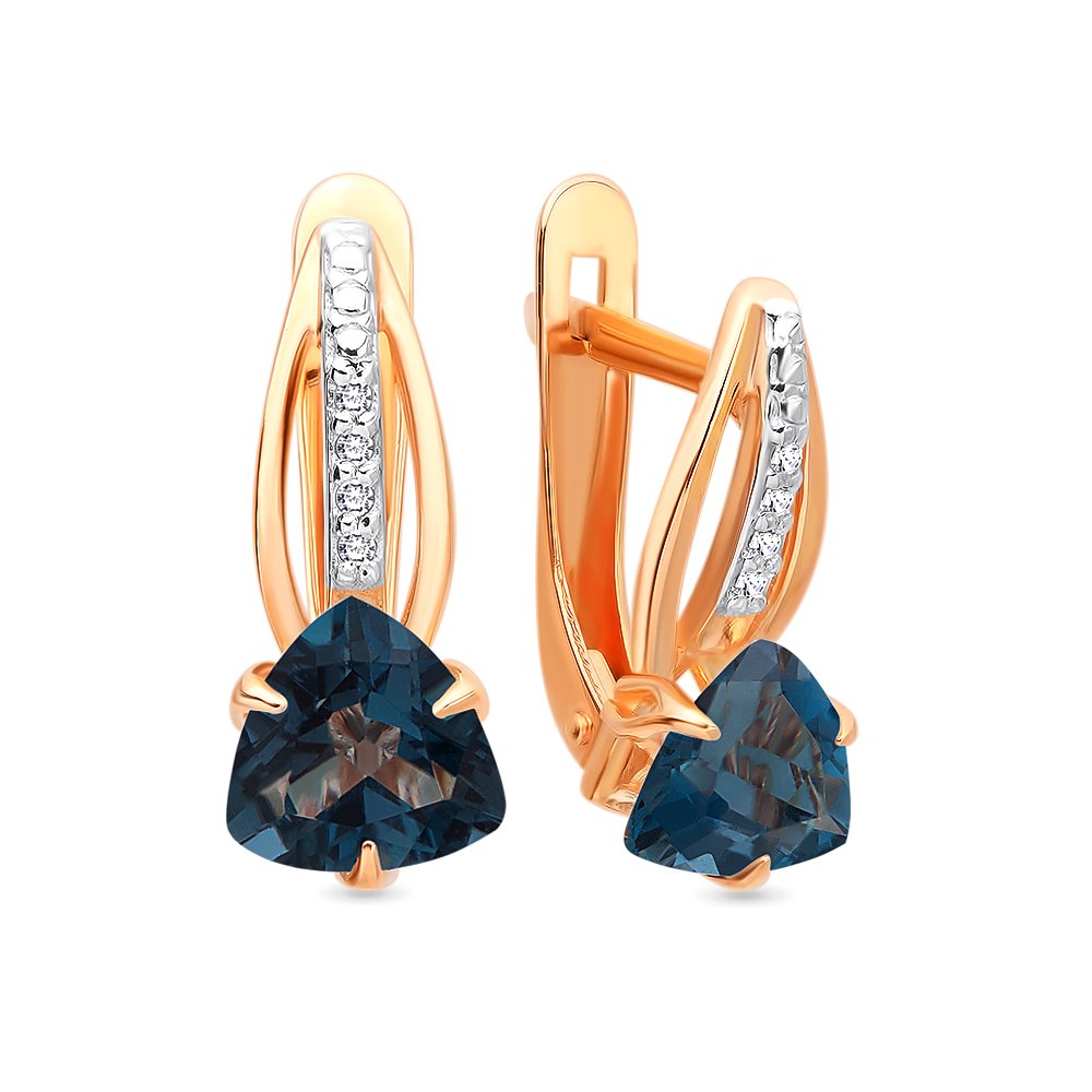 

Серьги из красного золота 585Gold 202006925, топаз\фианит, 202006925
