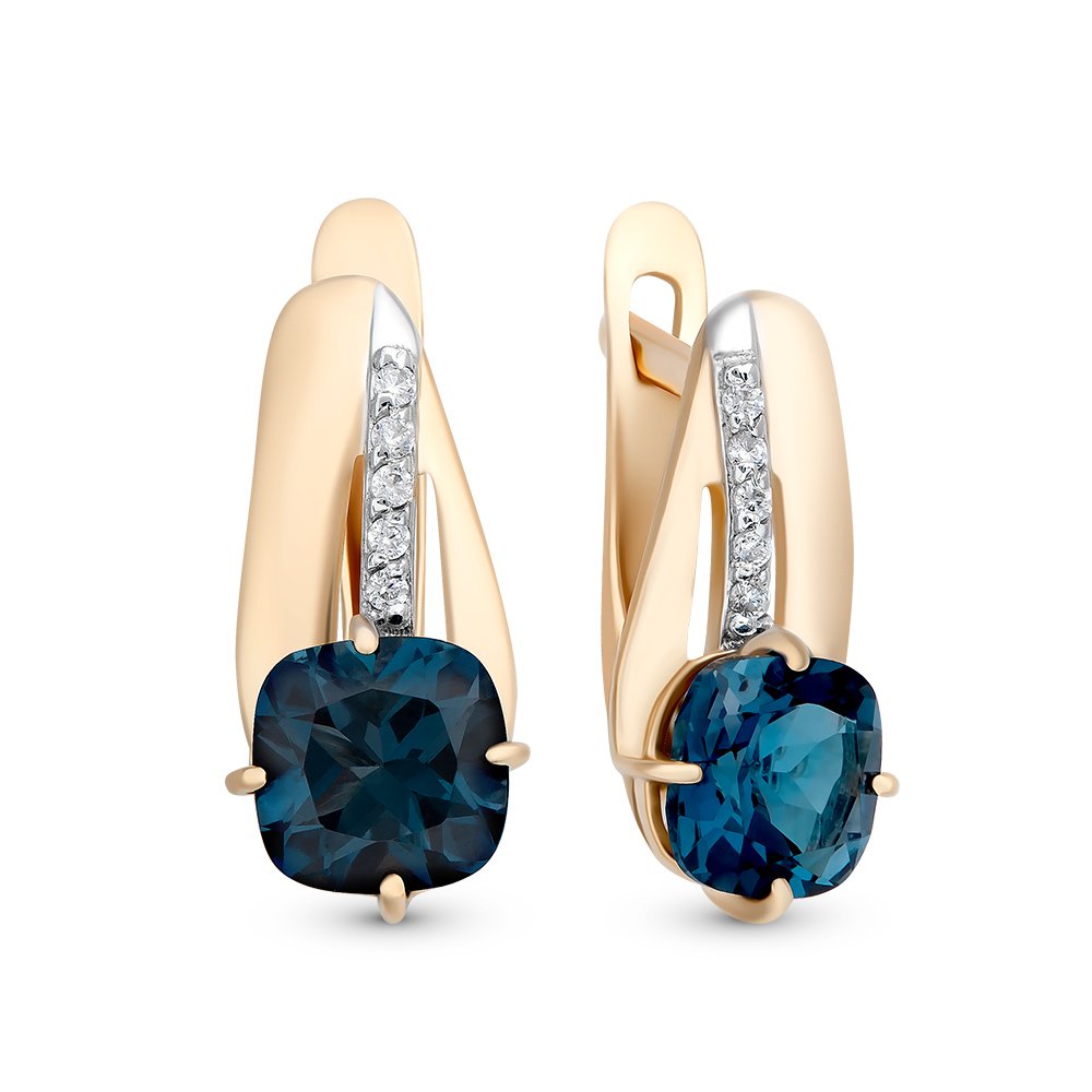 

Серьги из красного золота 585Gold 202006918, топаз\фианит, 202006918