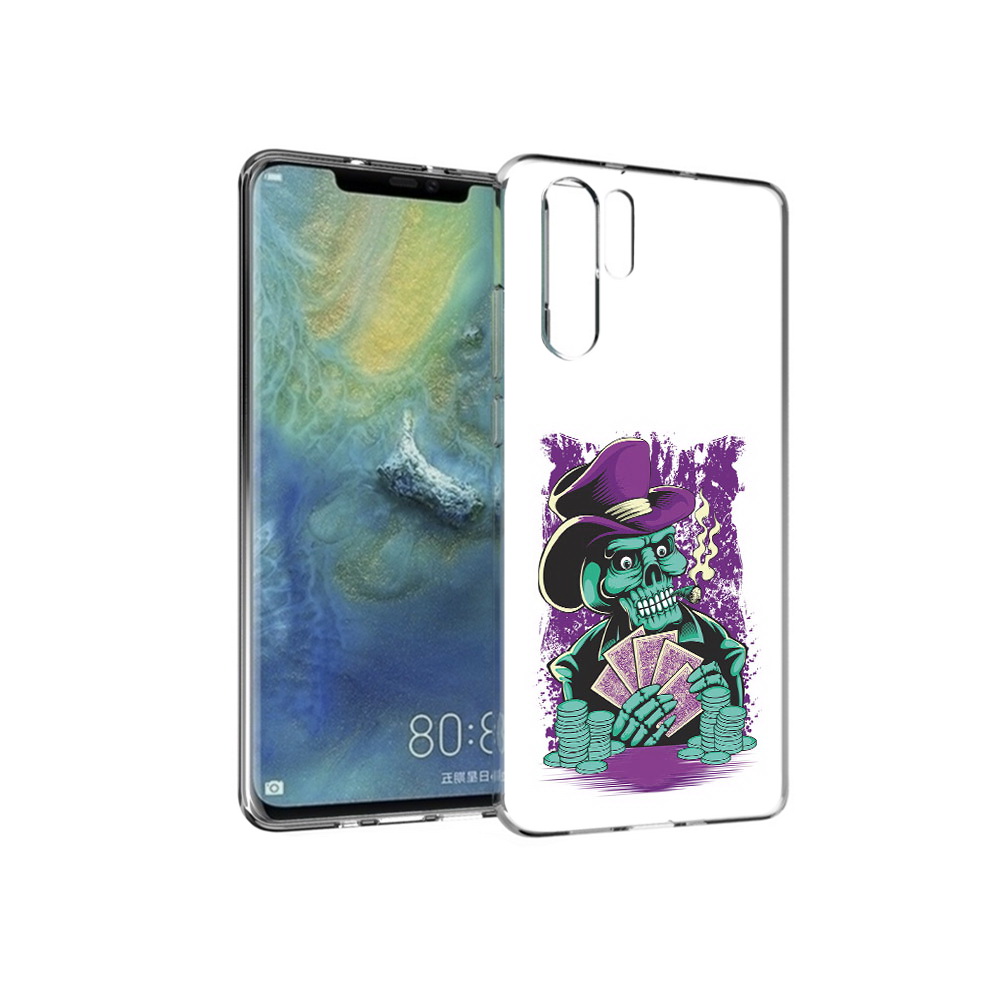 

Чехол MyPads Tocco для Huawei P30 Pro зеленый череп с картами, Прозрачный, Tocco