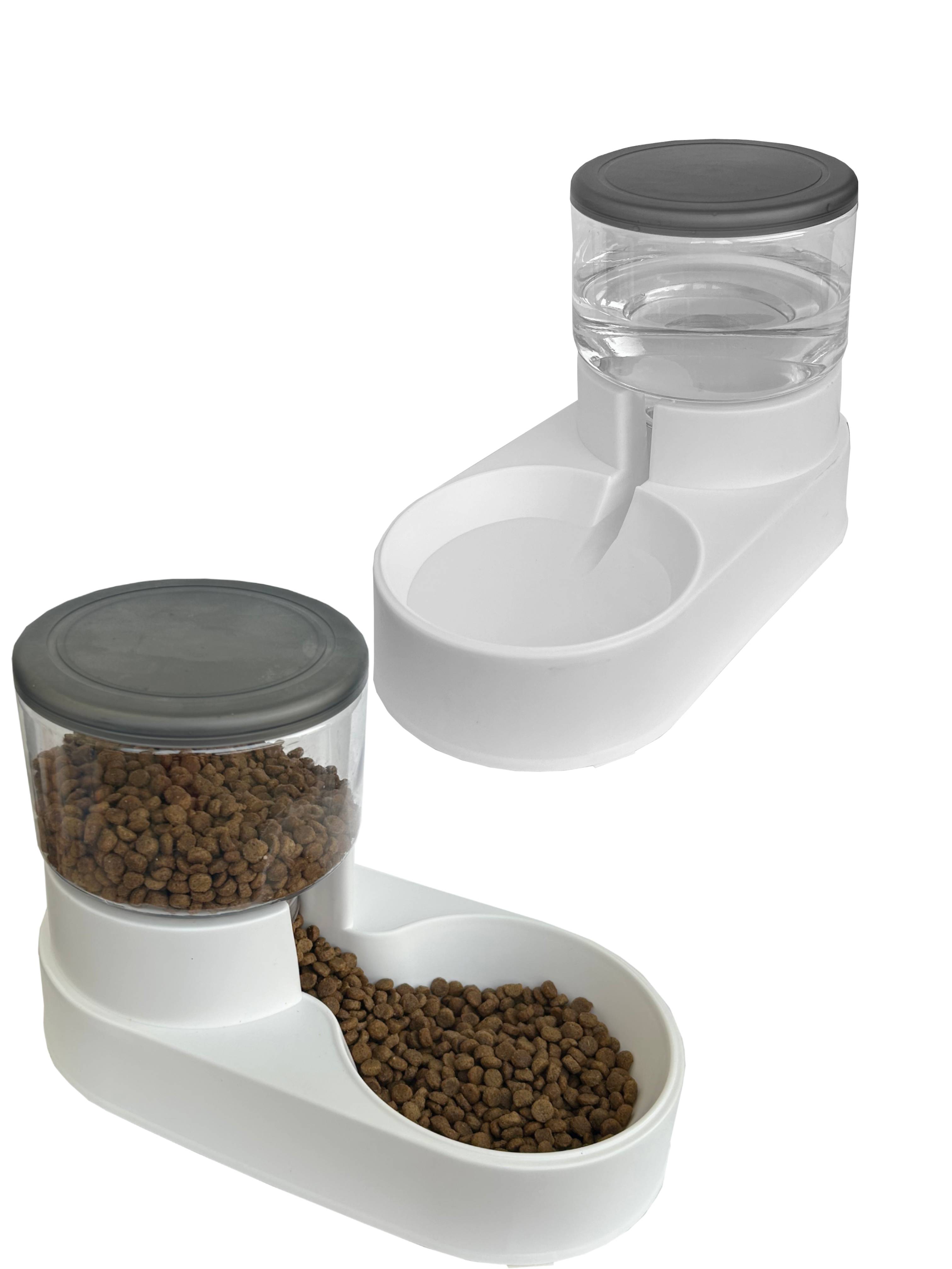 Автокормушка и автопоилка для животных iHome, серый, пластик, 2 шт по 2,25 л