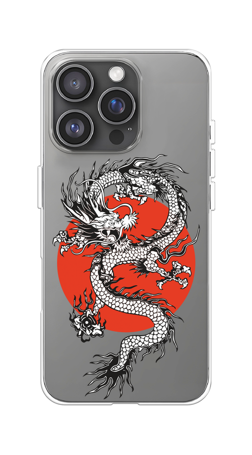 

Чехол на Apple iPhone 16 Pro "Восходящий дракон", Белый;черный;красный, 16250-1