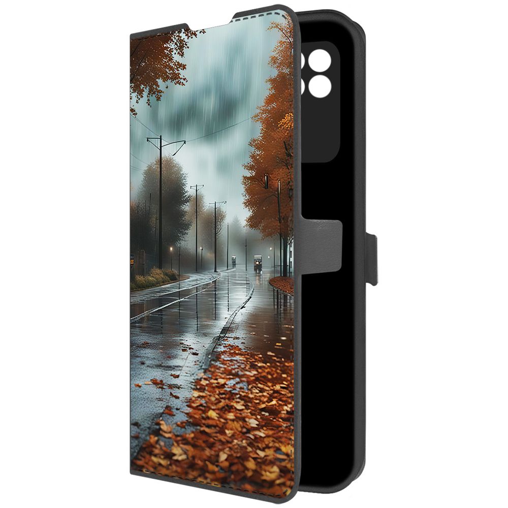 

Чехол-книжка Krutoff Eco Book для Xiaomi Redmi 10A Осенний дождь (черный)
