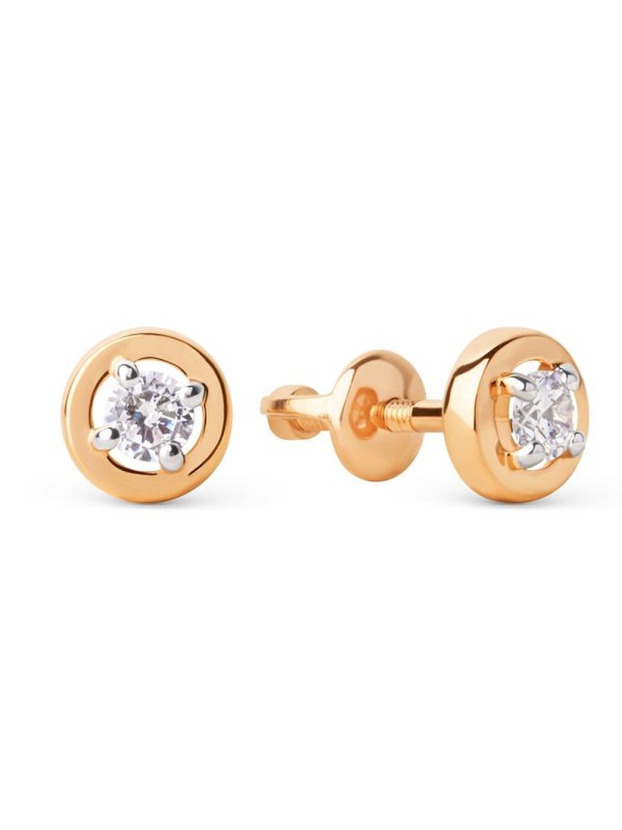 

Серьги пусеты из золота TEO MAORI 8019562-1102, фианит, 8019562-1102