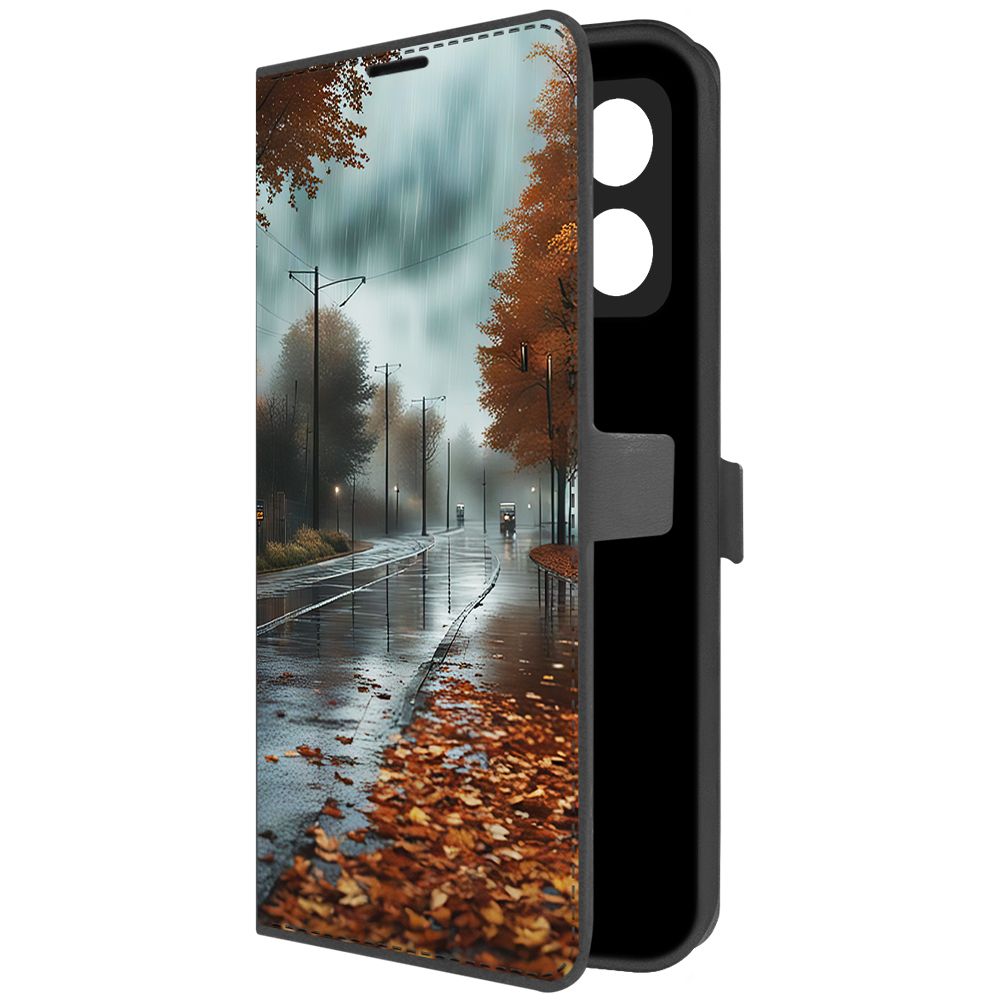 

Чехол-книжка Krutoff Eco Book для Poco X5 Осенний дождь (черный)