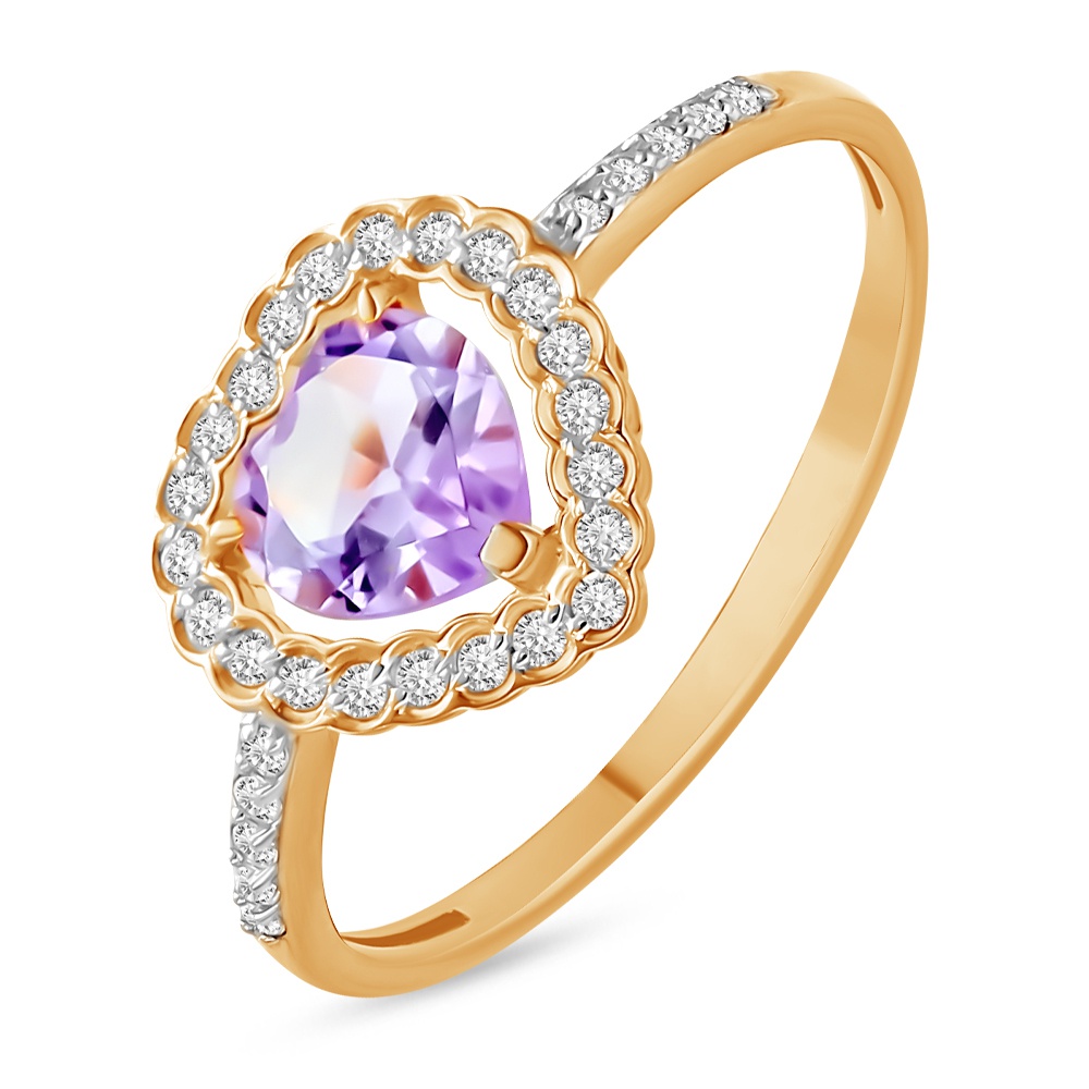 

Кольцо из золота р. , 585Gold 201014188, аметист\фианит, 201014188