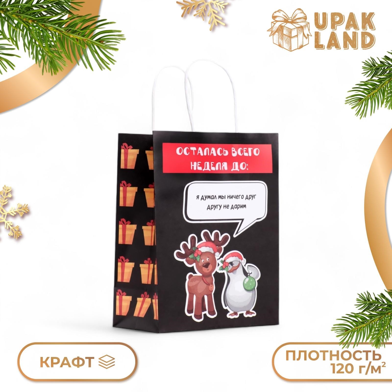 

Подарочный пакет UPAK LAND Я думал мы ничего не дарим крафт 27 х 21 х 11 см, 1 шт