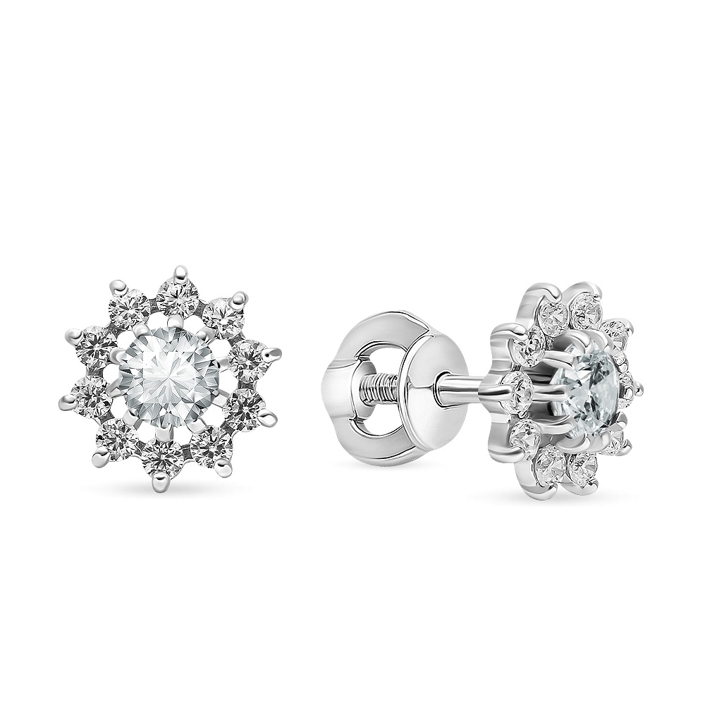 

Серьги из серебра 585Gold 702011259, фианит, 702011259