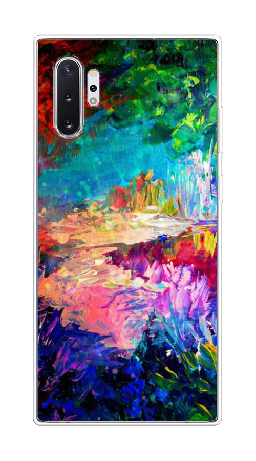 

Чехол на Samsung Galaxy Note 10 Plus "Лес-гуашь", Синий;розовый;зеленый, 28550-4