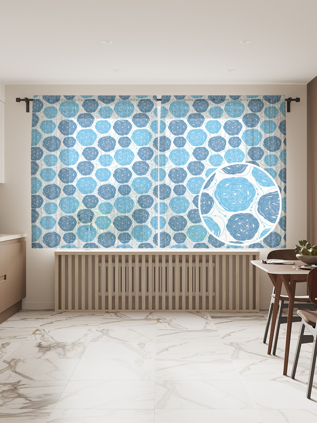 

Фототюль JoyArty "Имитация роз", 145x180 см (2 полотна со шторной лентой + 50 крючков), Имитация роз