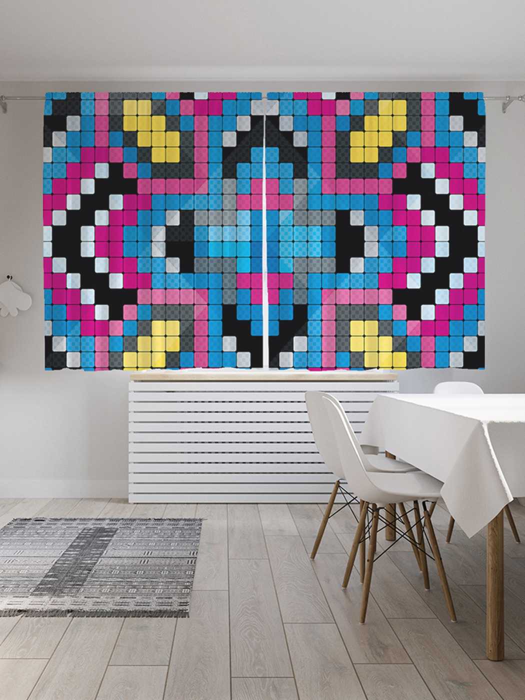 

Классические шторы JoyArty "Композиция из квадратов", Oxford DeLux, 2 полотна 145x180 см, Композиция из квадратов