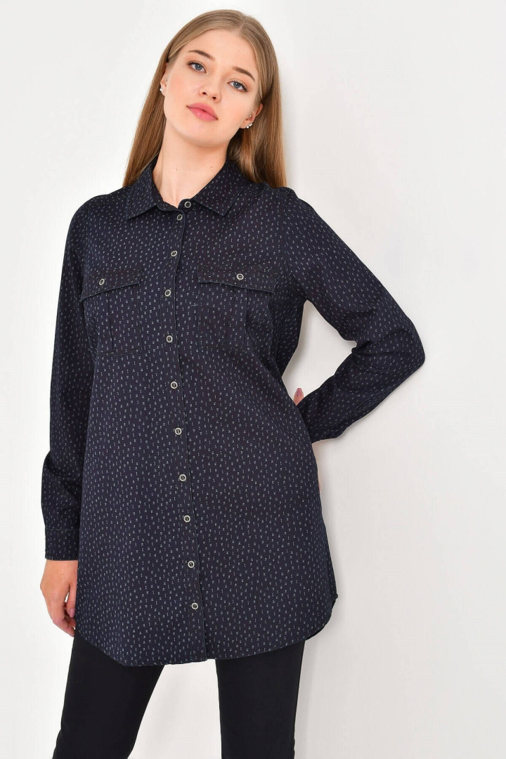 

Рубашка женская My Line Moda 210 синяя 48 RU (товары доставляются из-за рубежа), Синий, 210