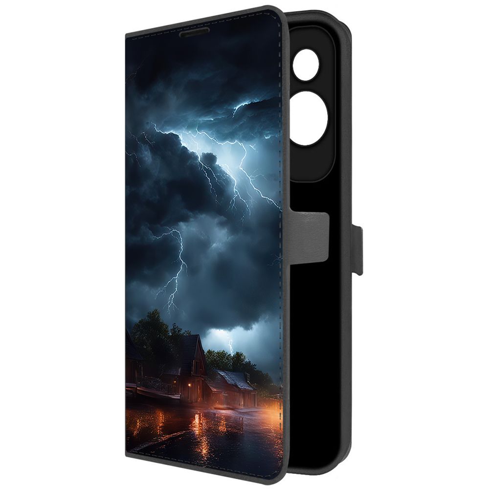 

Чехол-книжка Krutoff Eco Book для Honor 90 Lite Ночная гроза (черный)