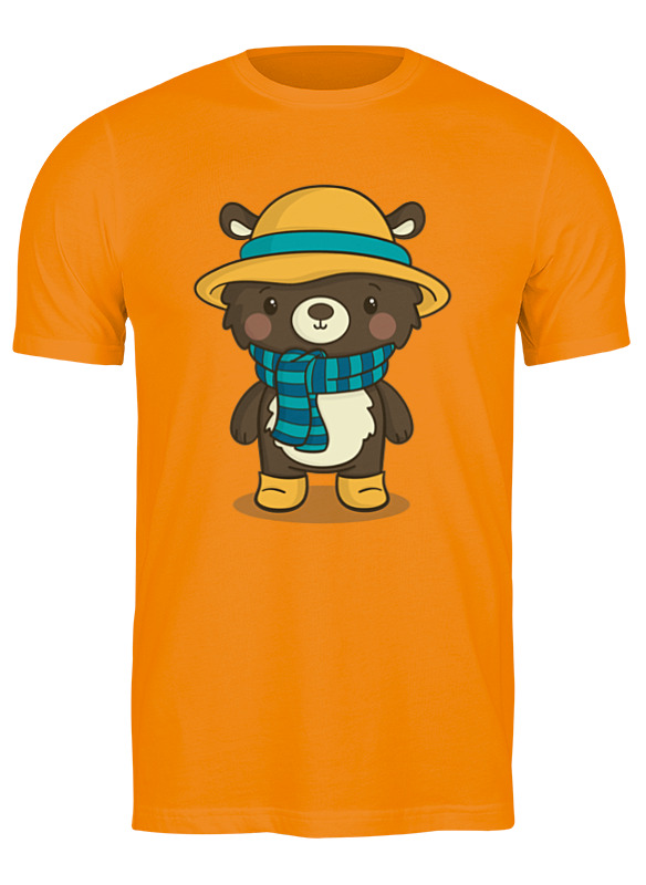 

Футболка мужская Printio Bear here оранжевая S, Оранжевый, Bear here