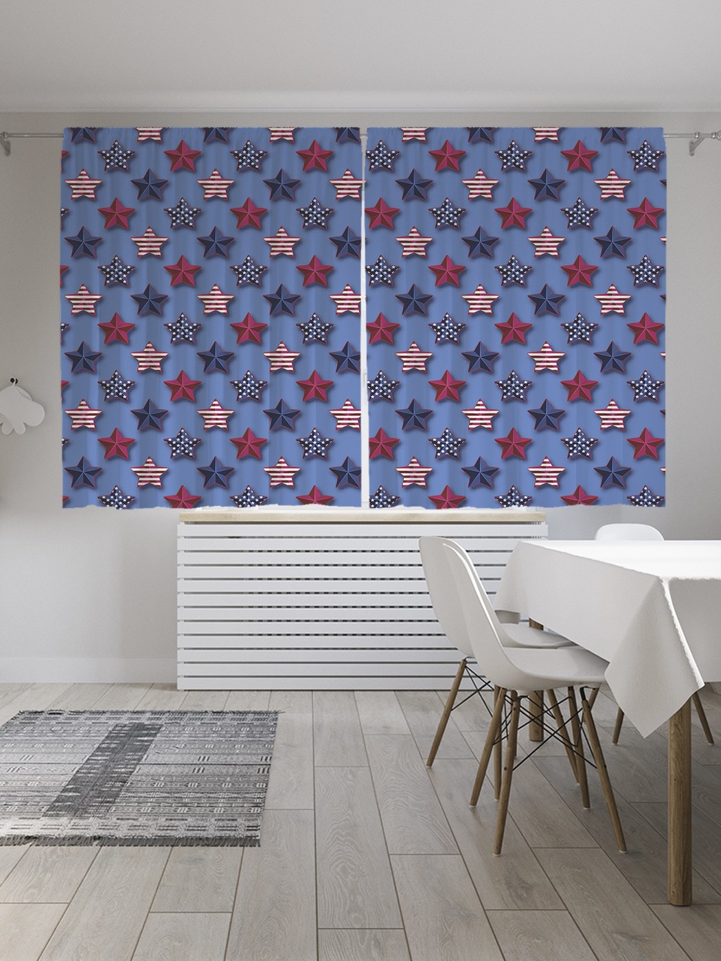 

Классические шторы JoyArty "Американские звезды 3Д", Oxford DeLux, 2 полотна 145x180 см, Американские звезды 3Д