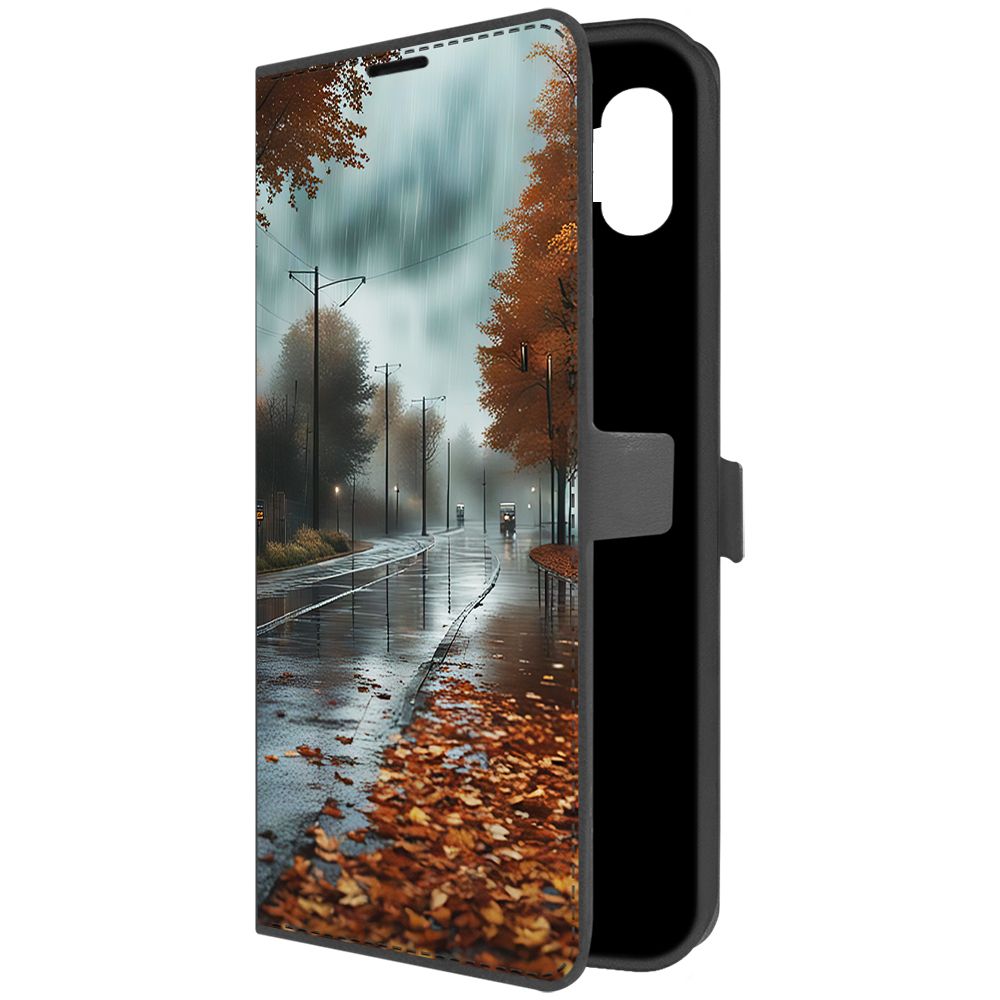 

Чехол-книжка Krutoff Eco Book для Samsung Galaxy A04 (A045) Осенний дождь (черный)
