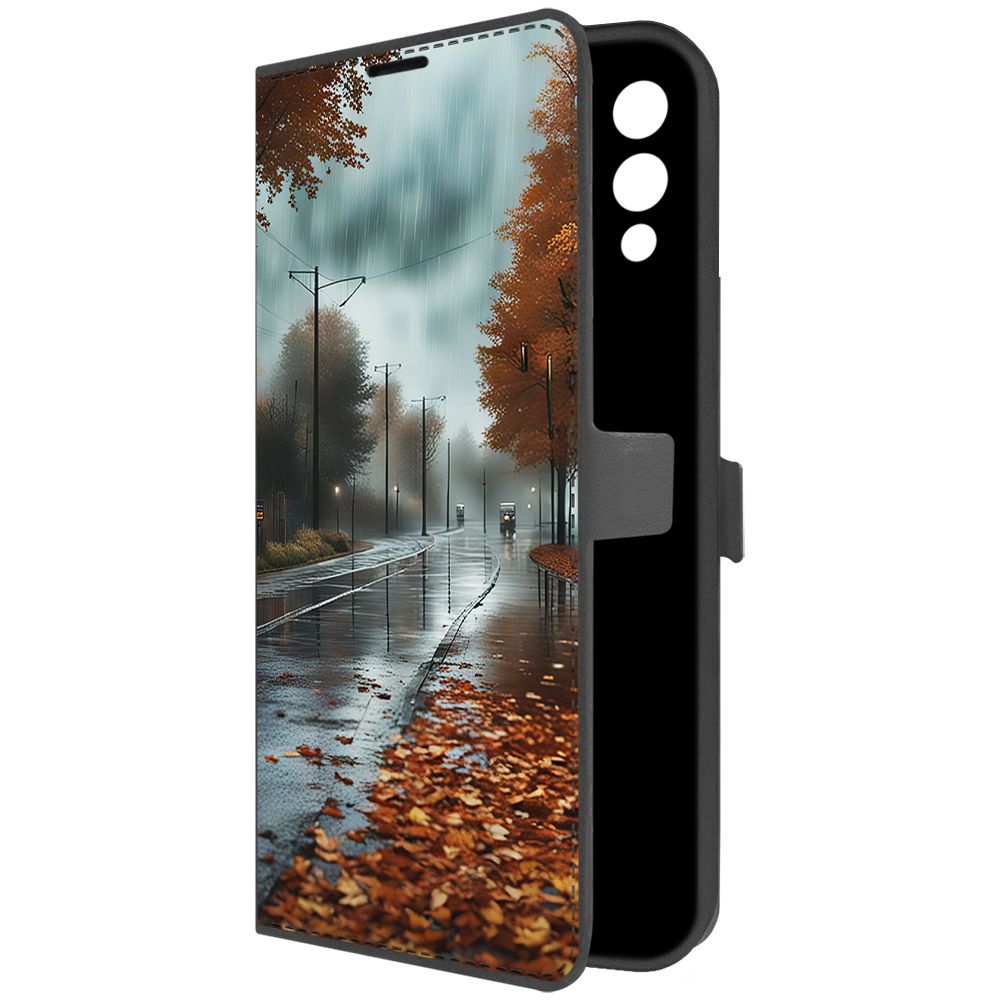 

Чехол-книжка Krutoff Eco Book для Infinix Hot 12i Осенний дождь (черный)