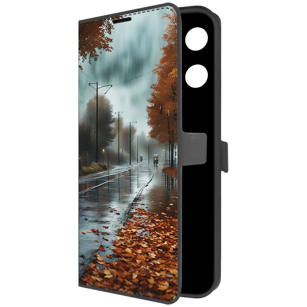 

Чехол-книжка Krutoff Eco Book для Infinix Note 30 Pro Осенний дождь (черный)