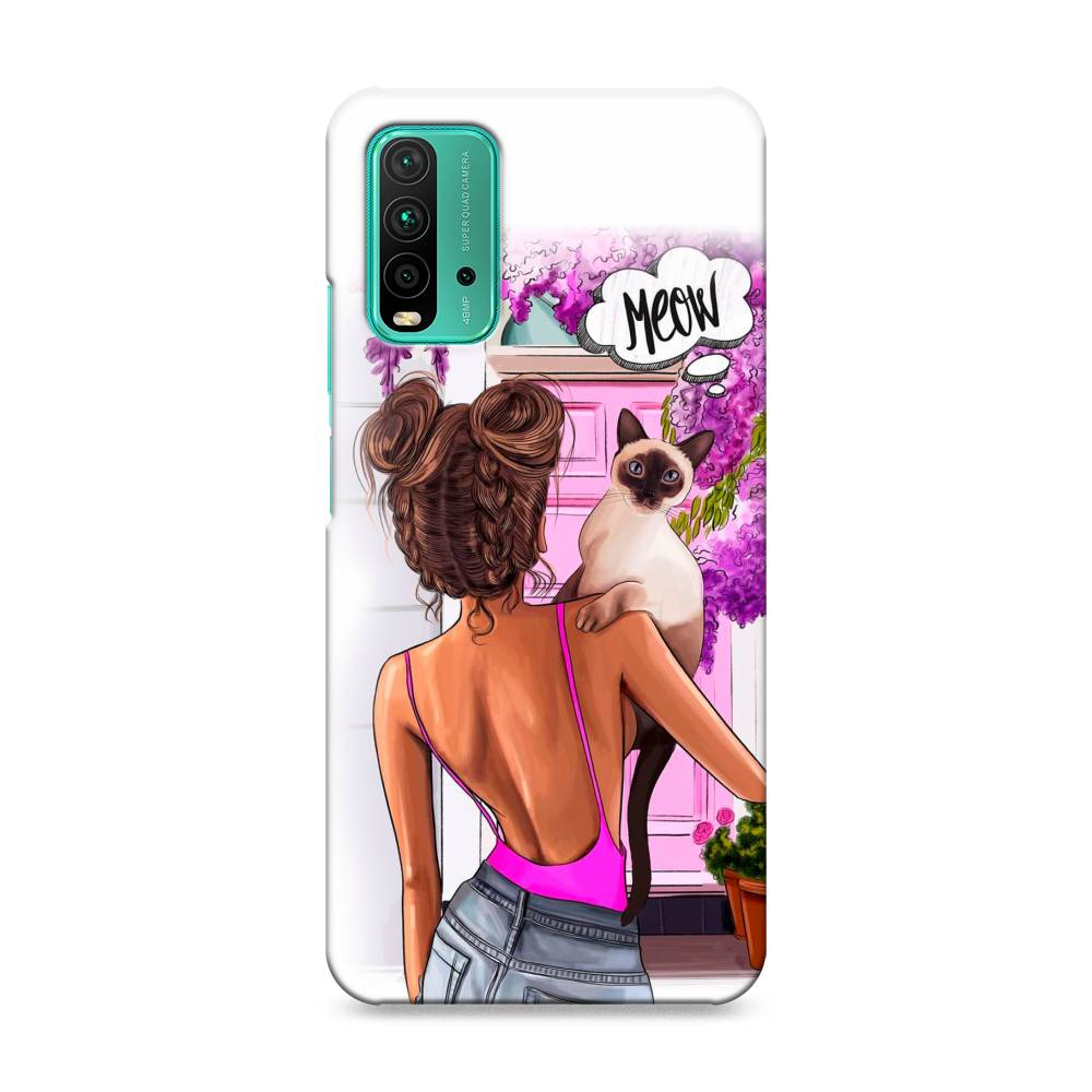 

Пластиковый чехол "Девушка с кошкой" на Xiaomi Redmi 9T, 39820-5