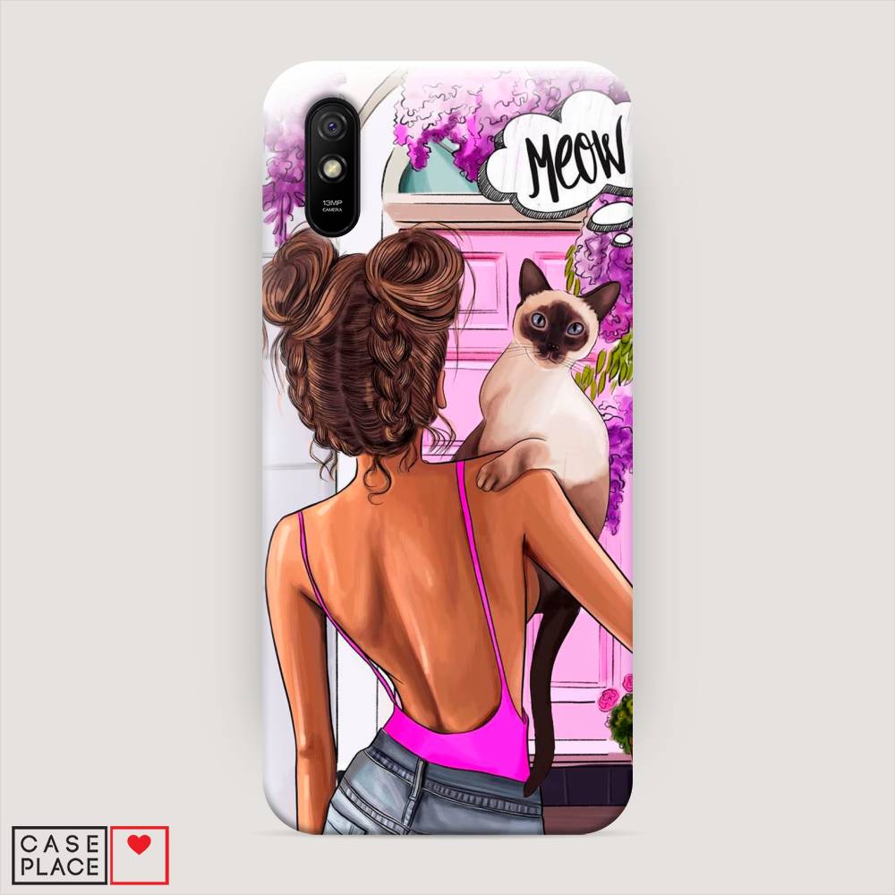 

Пластиковый чехол "Девушка с кошкой" на Xiaomi Redmi 9A, 38920-5