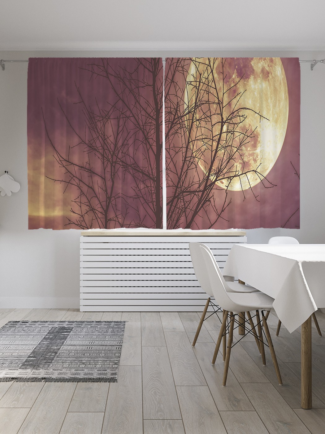 

Классические шторы JoyArty "Луна сквозь ветки", серия Oxford DeLux, 2 полотна 145x180 см, Луна сквозь ветки